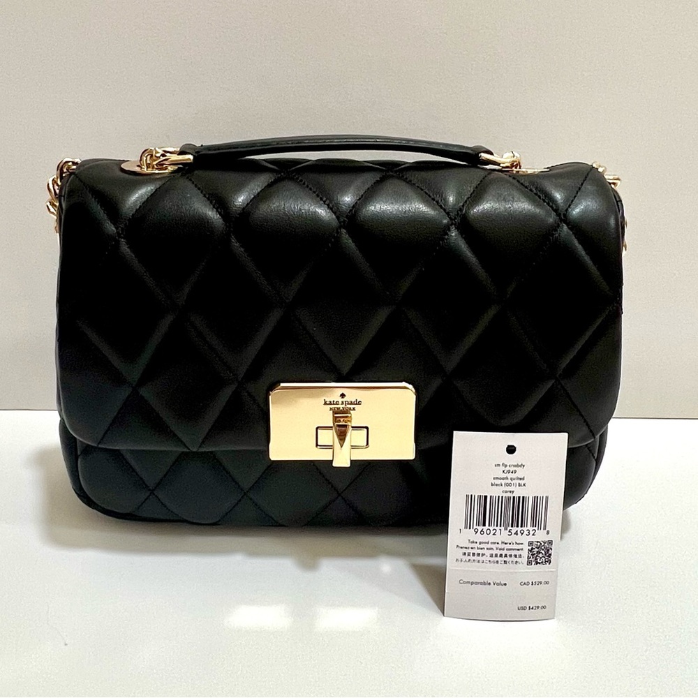 KATE SPADE Carey quilted small flap chain crossbody bag🖤🖤 - Picture 7 of 9